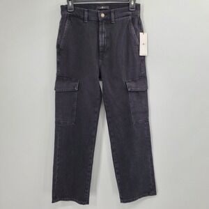 Women's 7 For All Mankind Tess High Rise Cargo Jeans Size 25 NEW Black C2
